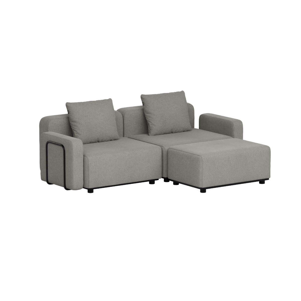 SACKit Cobana Lounge Sofa 2-seters med armlener og puff i grå olefinstoff