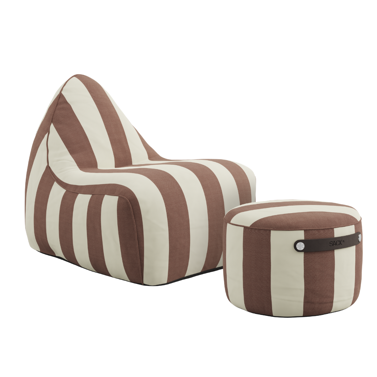 SACKit Chair og Pouf Outdoor sett i Renesse Chestnut for terrasse og hage