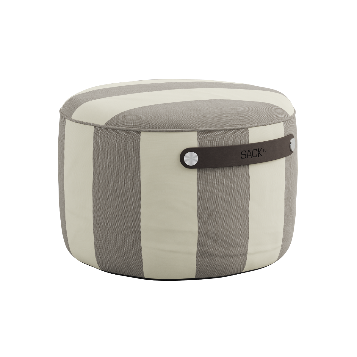 SACKit Pouf Outdoor i Renesse Taupe, rund puff i olefin til balkong og terrasse