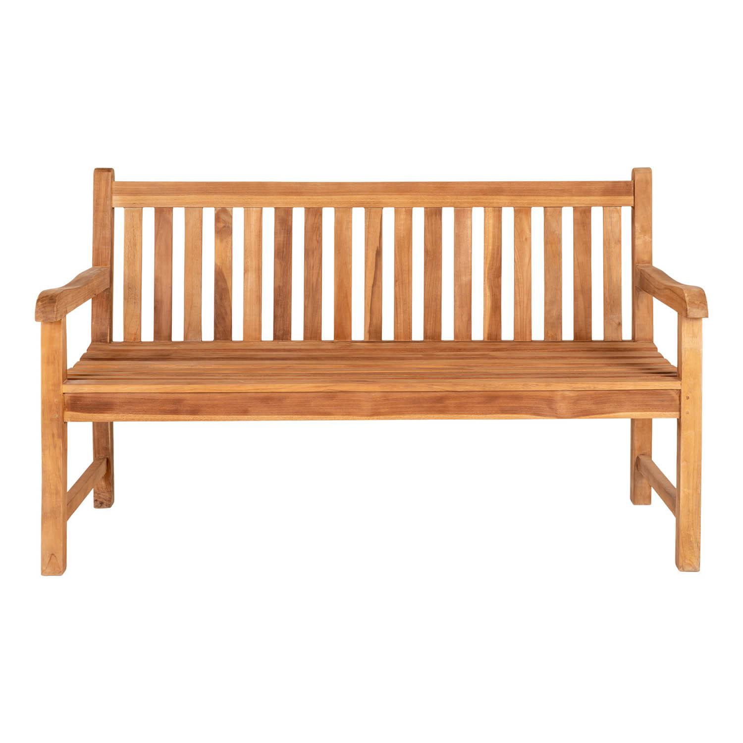 HOUSE NORDIC Cabo hagebenk i naturlig teak med rygg og armlener, 150 cm