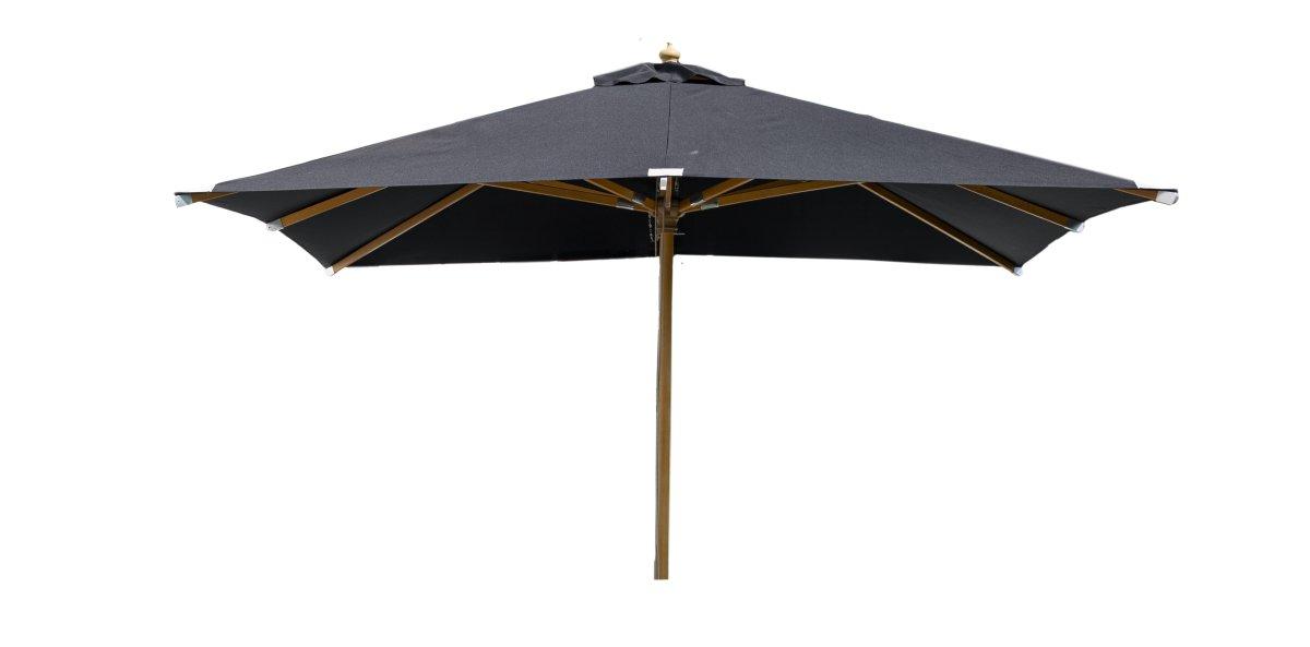 VENTURE DESIGN Naxos parasoll 3 meter med naturlig treramme og sort polyester-duk